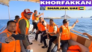 The largest waterfall in khorfakkan fujairah UAE  khorfakkan beach boat ride 13 jan 2024 [upl. by Tice391]