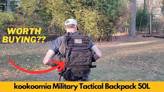 Worth It kookoomia Military Tactical Backpack 50L Large Day Backpack for Men Molle Army 3 Day Pack [upl. by Ellenwahs]