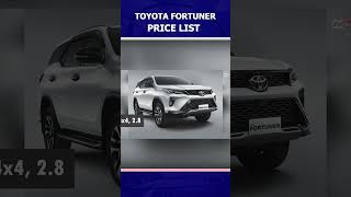 Price List Toyota Fortuner 2024 Shorts toyota toyotafortuner fortuner [upl. by Pantheas247]