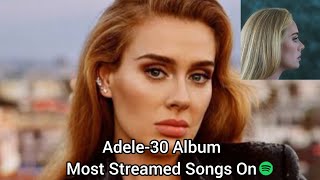 Adele30 Album Most Streamed Songs On Spotify [upl. by Adnilemre612]