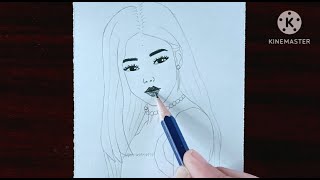 How to Draw girl sketch🥰 Pencil Drawing Drawing for beginners  Step by Step Easy to Draw [upl. by Drofhsa]