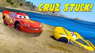 Dinoco Cruz Ramirez STUCK in MUD Movie w Lightning McQueen [upl. by Broderic]