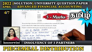 Piecemeal Distribution  Insolvency of 3 Partners  Dissolution of a partnership firm  தமிழ் [upl. by Malonis]