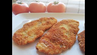 Chicken schnitzel in delicious breadcrumbs crust Schnitzel Chickenschnitzel [upl. by Marmawke20]