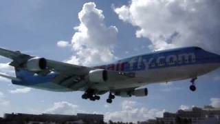 Corsairfly Boeing 747400 landing at St Maarten SXM [upl. by Hamirak]