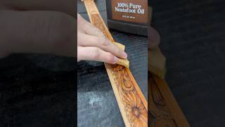 Oiling a Hand Tooled Belt leathercraft [upl. by Sabu]