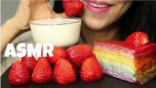 ASMR CREPE CAKE amp STRAWBERRY NO TALKING EATING SOUNDS 咀嚼音 [upl. by Baylor265]