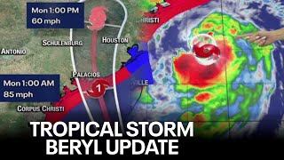 Tropical Storm Beryl Update Latest track impact on DallasFort Worth [upl. by Tiena]