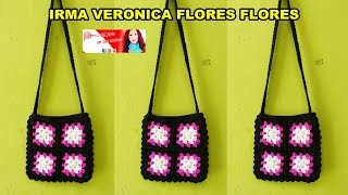 BOLSO CON CUADROS TEJIDO A CROCHET PARA PRINCIPIANTES VIDEO PASO A PASO [upl. by Revolc]