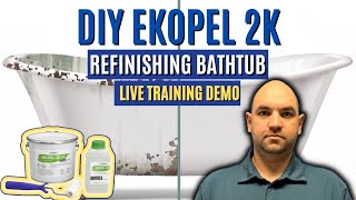 DIY Ekopel 2k Refinishing Bathtub  Live Training Demo  How To Refinish a Bathtub [upl. by Ahsaei]