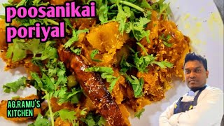 poosanika poriyal AGRAMUS kitchen recipes in tamil how to make yellow pumpkin poriyal recipes [upl. by Maffa]