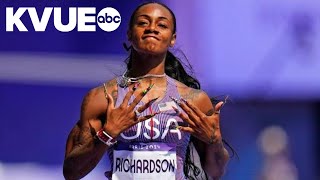 Track and field athlete ShaCarri Richardson wins 100meter dash in 2024 Olympics [upl. by Illac813]