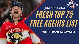 Fresh Top 75 Free Agents List  Daily Faceoff LIVE Playoff Edition  June 18th [upl. by Ynnaf]