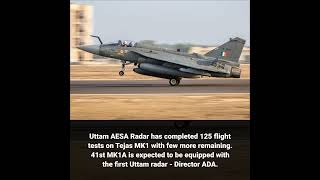 Uttam AESA Radar has completed 125 flight tests on Tejas MK1 with few more remaining [upl. by Linea]