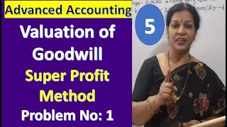 5 Valuation of Goodwill  quot Super Profit Methodquot Problem No 1 [upl. by Naerol]