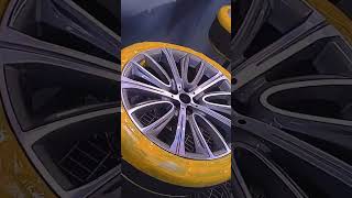 car wheel spraypainting  silver autodetailing wheel carspray huntedcarpaintjob car rim paint [upl. by Dobrinsky282]