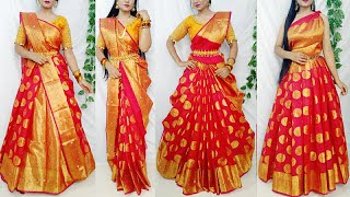 Banarasi Silk Saree Draping in 5 StylesSaree Wearing Styles to look elegantSilk saree draping idea [upl. by Miharba376]