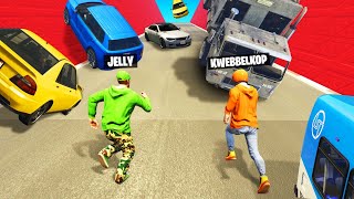 Dodge The CAR AVALANCHE In GTA 5 vs Kwebbelkop [upl. by Hattie]