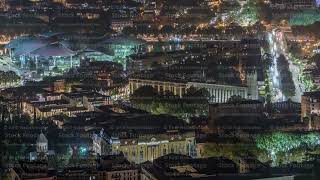 Public Service Hall seen from viewpoint in Tbilisi city illuminated at night timelapse Georgia [upl. by Karyl]