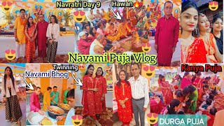 NAVRATRI DAY9NAVAMI PUJA VLOGHAWAN KIYA HMSB NESHAM M MAINE OR MMY NE KIYA TWINNINGANNUYADAVVLOG [upl. by Yecart]