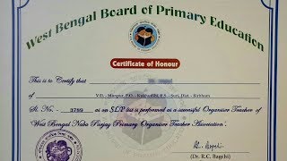 Organiser Certificate For Organiser Teacher Isuu West Bengal Borard Of Primary Education [upl. by Ecnatsnoc238]