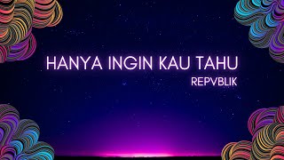 Repvblik  Hanya Ingin Kau Tahu  Karaoke Version [upl. by Nlocnil]