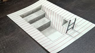 How to draw 3d stairs 3d illusion drawing easy [upl. by Elyag]