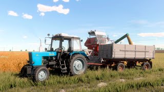 Farming Simulator 22  Map Vladimirovka  80 Harvesting wheat NIVA SK5M1 Belarus MTZ801 [upl. by Stillas]