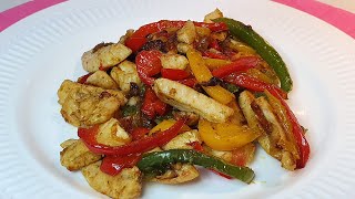 SALTEADO DE POLLO CON PIMIENTOS Receta equilibrada y fácil nuberosaylila cocinafacil [upl. by Trebreh]