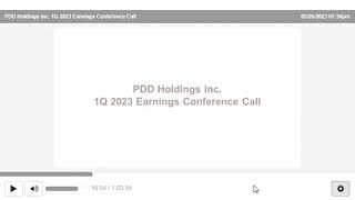 PDD 2023Q1 Earnings call [upl. by Erodasi]