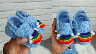 Crochet Unisex Baby Crocs Sandal Crochet Unisex Baby Crocs Booties 012months Beginners friendly [upl. by Oileduab]