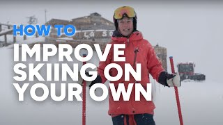 HOW TO GET BETTER AT SKIING  improve on your own with 3 easy tips [upl. by Ailhad833]