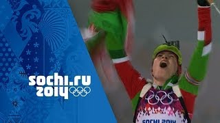 Biathlon  Womens 10km Pursuit  Domracheva Wins Gold  Sochi 2014 Winter Olympics [upl. by Mosley967]