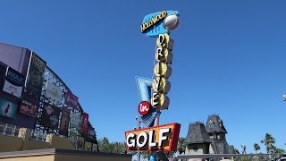 Playing Mini Golf At Universal Orlando CityWalk  Hollywood Drive In Mini Golf [upl. by Nnahtebazile]