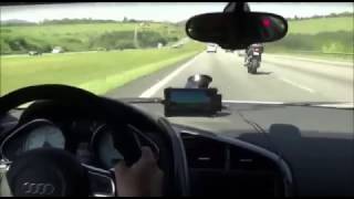 Epic Road Race  AUDI R8 V10 VS Suzuki GSXR VS Kawasaki Ninja ZX 1000 cc [upl. by Adnilim433]