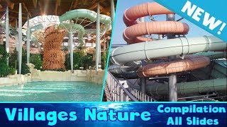 ALL WATER SLIDES at Villages Nature Aqualagon  NEW Indoor water park Paris [upl. by Argile]