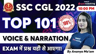 Voice amp Narration For SSC CGL  Top 101 Voice amp Narration Questions For SSC CGL 2022  Ananya Maam [upl. by Deppy]