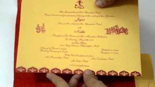 D523 Red Color Hindu Cards Indian Wedding Invitations Hindu Wedding Invitations Wedding Cards [upl. by Schweitzer]