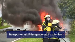 Kleintransporter explodiert Feuerwehr und Anwohner im Videointerview [upl. by Ahsaetal490]