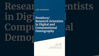 Job Offer PostdocsResearch Scientists in Digital and Computational Demography [upl. by Teak810]