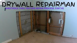 Part 1 Water softener leaked water damaged walls both sides  How to sheetrock water damaged wall [upl. by Ardle135]