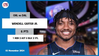 WENDELL CARTER JR 6 PTS vs DAL 03 Nov 2425 ORL Highlights [upl. by Assyral]