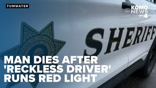 Man dies after reckless driver runs red light and strikes another vehicle in Tumwater [upl. by Asirem]