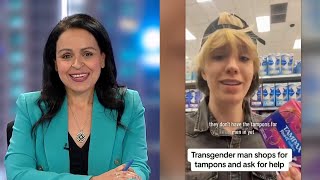 Lefties losing it Trans activist demands bewildered employee to supply tampons for men [upl. by Goulder146]