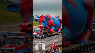 💥 Superheroes Avengers Evacuating the giant cow 🥳 Marvel ✅️ shorts marvel avengers spiderman [upl. by Trebliw802]