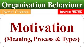 motivation meaning types of motivation process of motivation organisational behaviour motivation [upl. by Gellman]