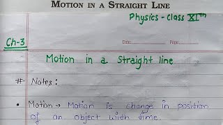 Motion in a straight line class 11 cbse Physics notes [upl. by Adnanref517]