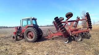 First tillage of 2021 disking cornstalks Part 1 of making a hay field And a much deserved shoutout [upl. by Cyrie]