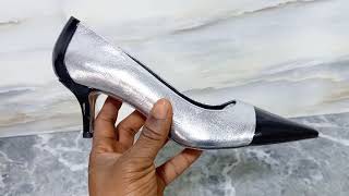 Brandy Silver Black Tuscany Leather Pumps [upl. by Gracye]