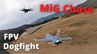 Mig Chase  EFlite F16 FPV Staged Dogfight with Mig29 [upl. by Enoj984]